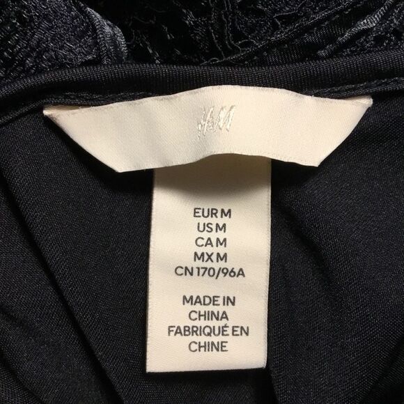 Formal black lace sleeveless dress with dress lining asymmetrical ruffle size M - Picture 9 of 11